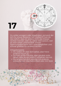 Visitenkarte Schicksalsmatrix Energie 17 im Minus