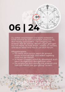 Visitenkarte Schicksalsmatrix Energie 6 im Minus