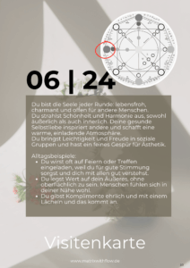 Visitenkarte Schicksalsmatrix Energie 6 im Plus